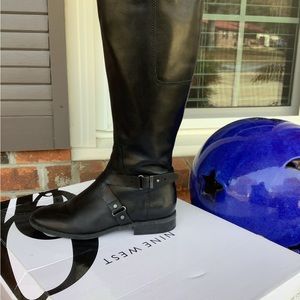 Nine West Tall Leather Wide Calf Boots